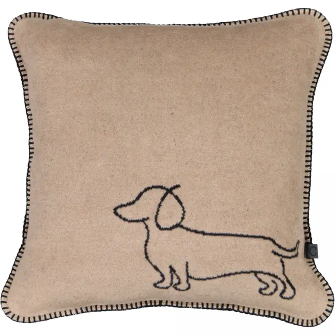 Cawö We love dogs  Kussen 50x50 zwart/beige