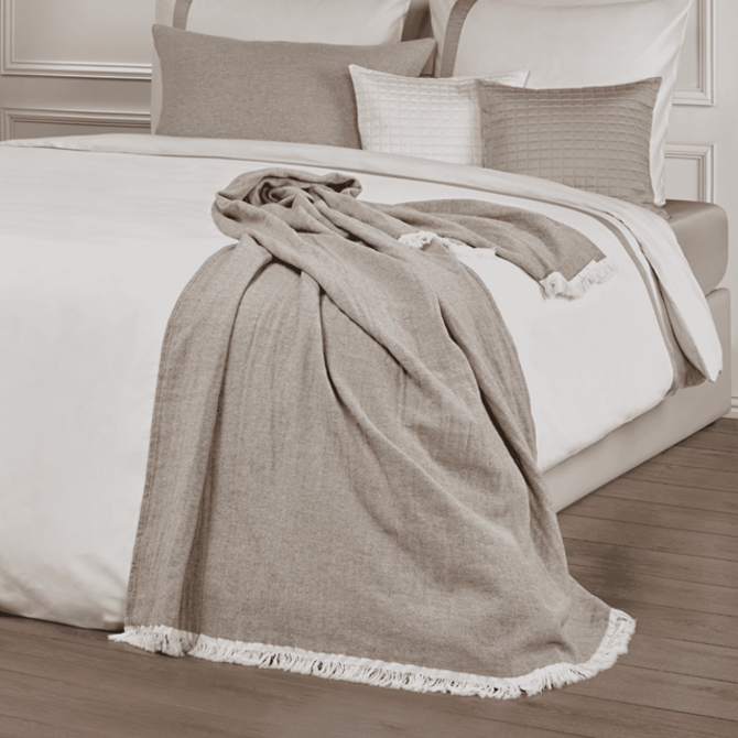 Dommelin Plaid Bravio Coton-Laine 300gr Noix de muscade 140x200 cm