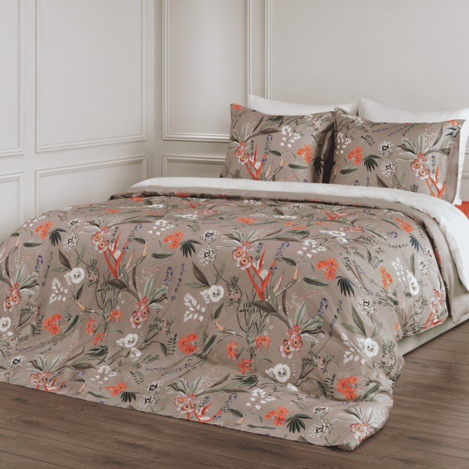 Dommelin Parure de housse de couette Silvestre Satin 400tc Taupe 140x200/220 cm