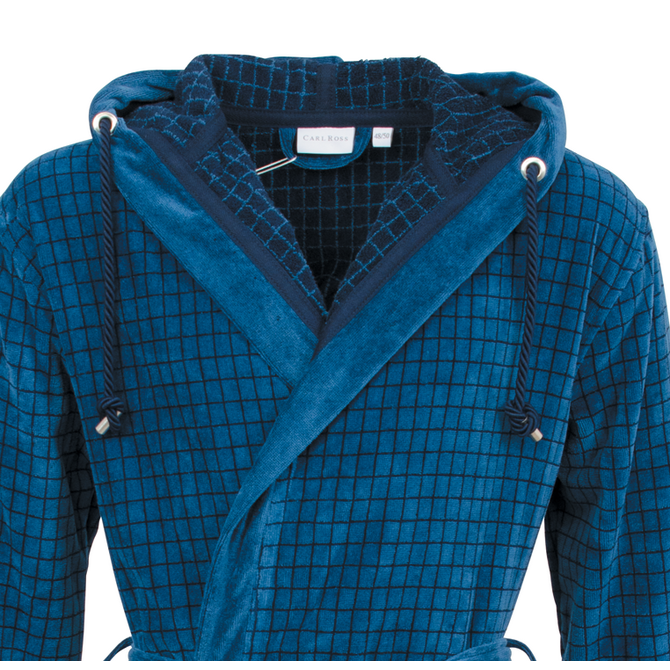 Carl Ross Peignoir homme avec capuche 664300 saphir/bleu nuit 52/54