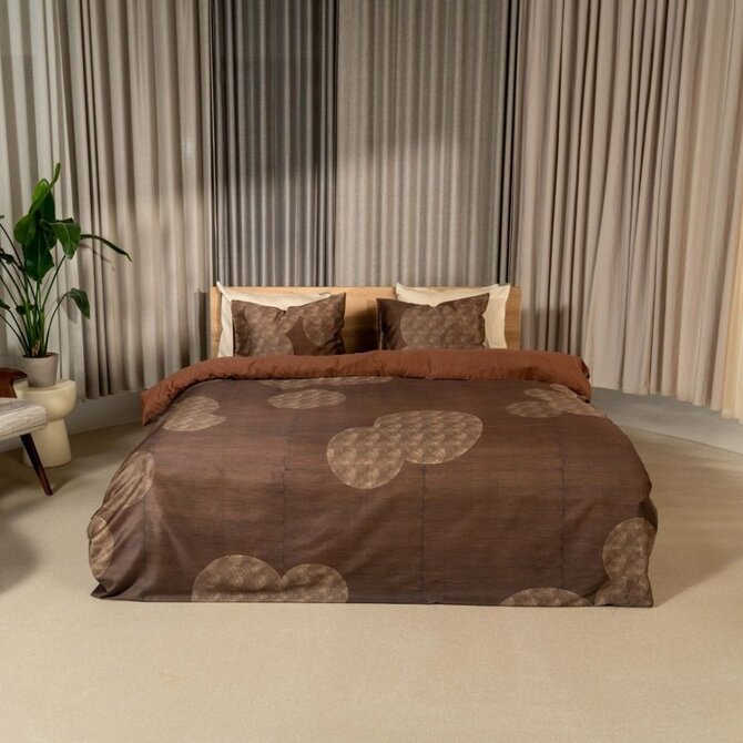 Kayori Jiro Housse de couette Satin de coton 140X200/220 Brun