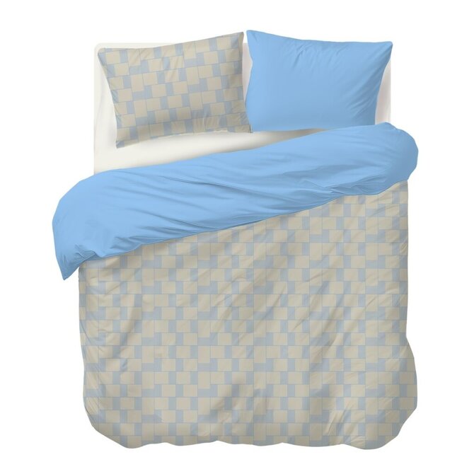 Auping Seaside Grid housse de couette 240x200/220 Bleu clair