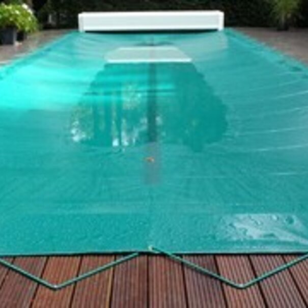 Zwembad afdekzeil bisonyl kleur grijs voor een bad van 4x8 meter