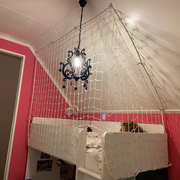 Nylon net wit 10 cm maas geknoopt per m2