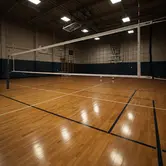 Volleybalnet voor wedstrijd gebruik 100 mm maas, inclusief fiberstokken en spanlijn