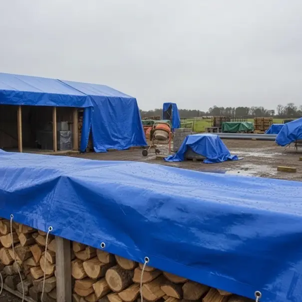 Pe afdekzeil blauw in standaard maten