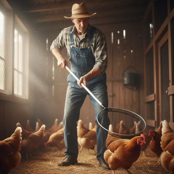 Duranet Hoendernet in een alu frame met stok