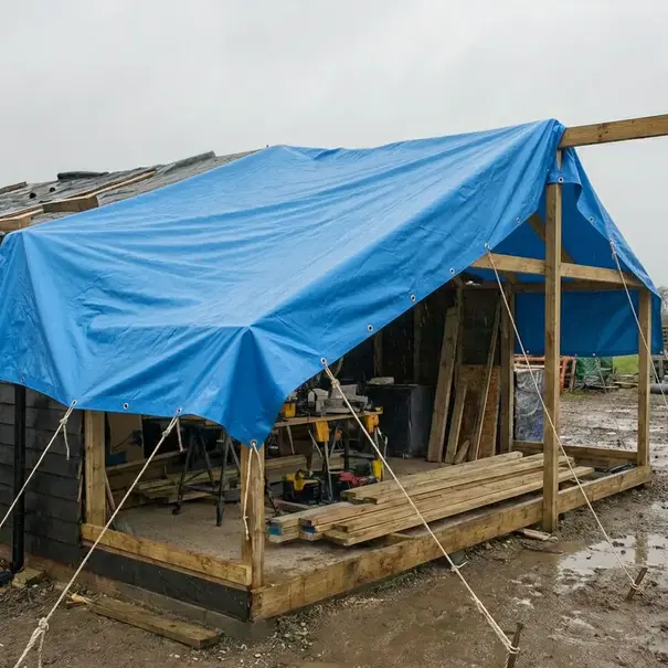 Pe afdekzeil blauw in standaard maten