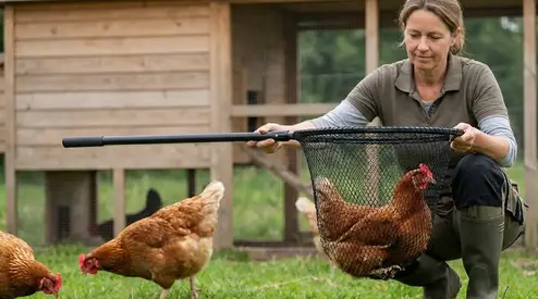 Kippen vangen zonder stress met een hoendernet van Nettenshop