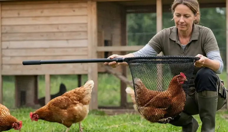 Kippen vangen zonder stress met een hoendernet van Nettenshop