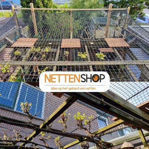 Kattennet 4.5cm maas met randkoord zwaar in standaard maten