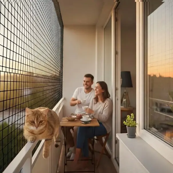 Kattennet zwart RVS kern - 4 cm maas bijtbestendig  in standaard maten