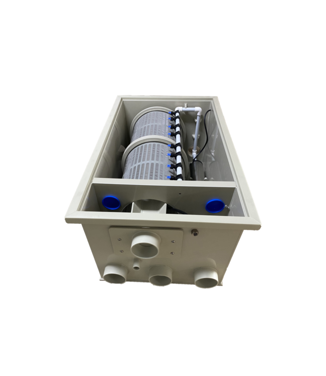 Ilex drum 40 trommelfilter PP. Compact voorfilter in een kleine behuizing 60m3/uur!