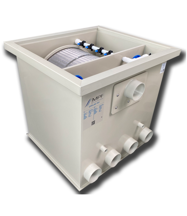 De MPF Drum 50 Trommelfilter heeft een capaciteit om 50m3 per uur te verpompen.