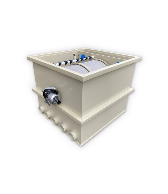 De MPFDrum 200 Trommelfilter heeft een capaciteit om 200m3 per uur te verpompen in gravity modus.