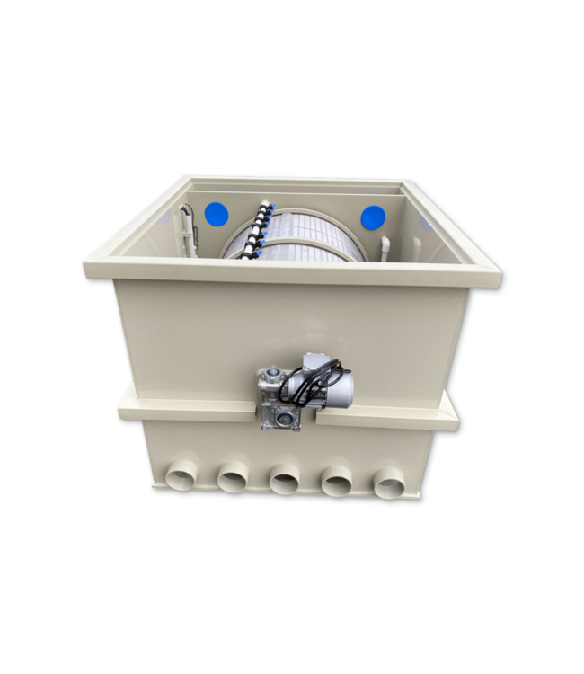 De MPFDrum 200 Trommelfilter heeft een capaciteit om 200m3 per uur te verpompen in gravity modus.