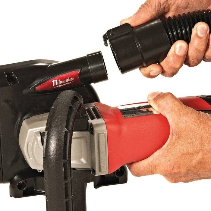 MILWAUKEE AGV 15-125XE DEG-SET  Haakse slijpmachine 125 mm 1550 Watt regelbaar met stofafzuiging voor polijsten