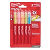 MILWAUKEE Marker INKZALL™ Beitel punt Fluorescerend geel/roze/oranje/blauw/groen (blister 5 stuks)