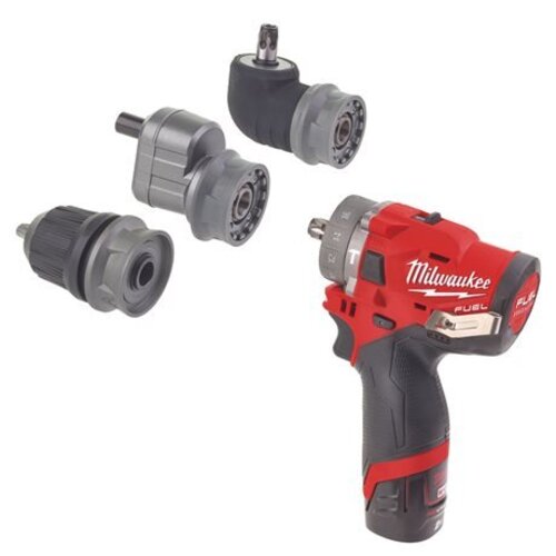 MILWAUKEE M12 FPDXKIT  SUBCOMPACTE BOORMACHINE INCL. VERWISSELBARE KOPPEN