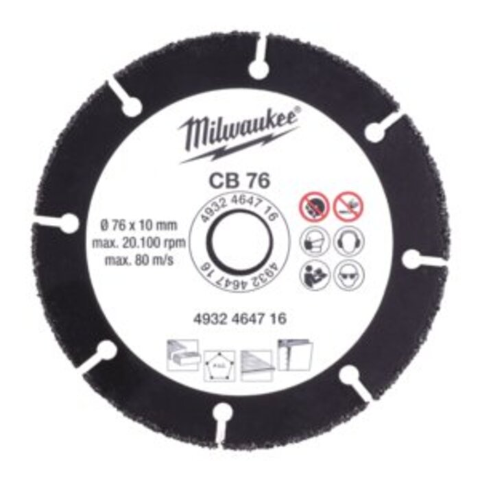 MILWAUKEE HM Doorslijpschijf t.b.v. Hout/kunststof  CB ø76 mm