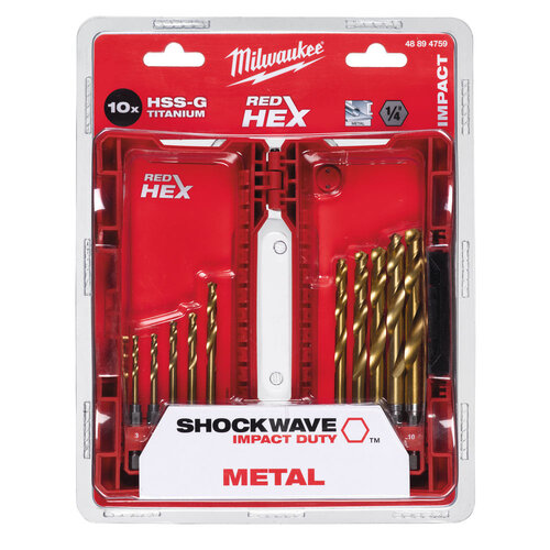 MILWAUKEE  Shockwave HSS-G Tin Red Hex boren set