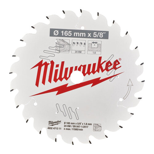 MILWAUKEE CIRKELZAAGBLAD ø165 asgat ø15.87