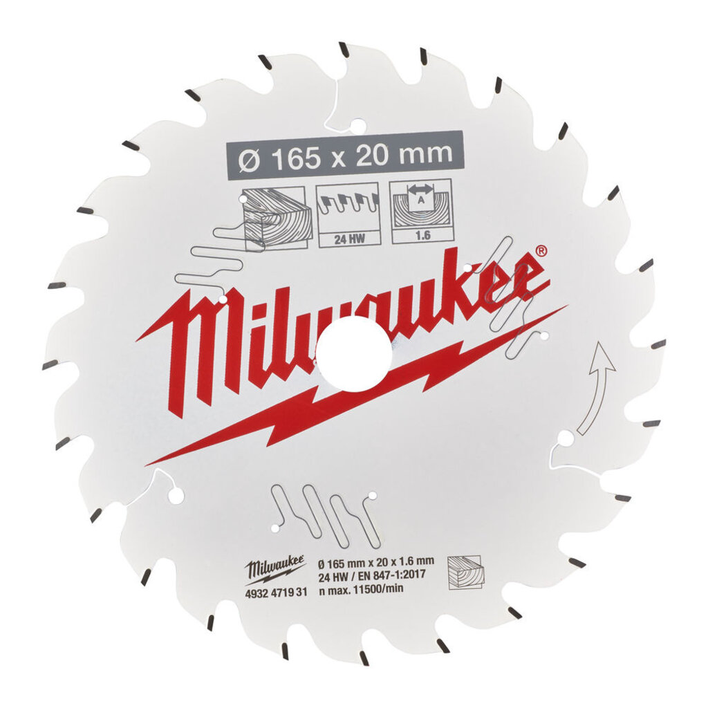 MILWAUKEE CIRKELZAAGBLAD ø165  asgat ø20