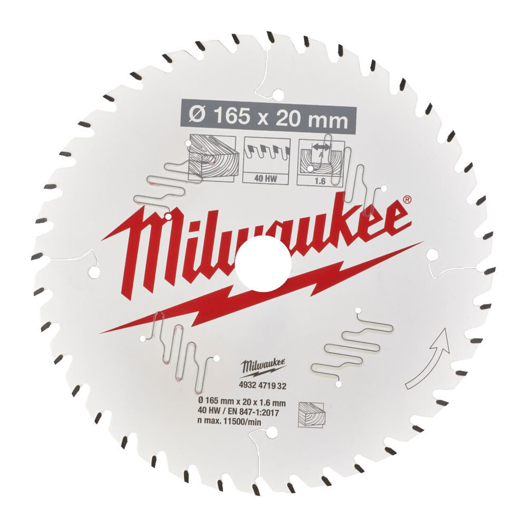 MILWAUKEE CIRKELZAAGBLAD ø165  asgat ø20