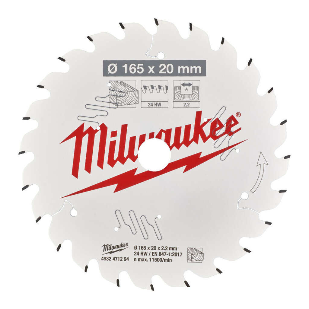 MILWAUKEE CIRKELZAAGBLAD ø165  asgat ø20