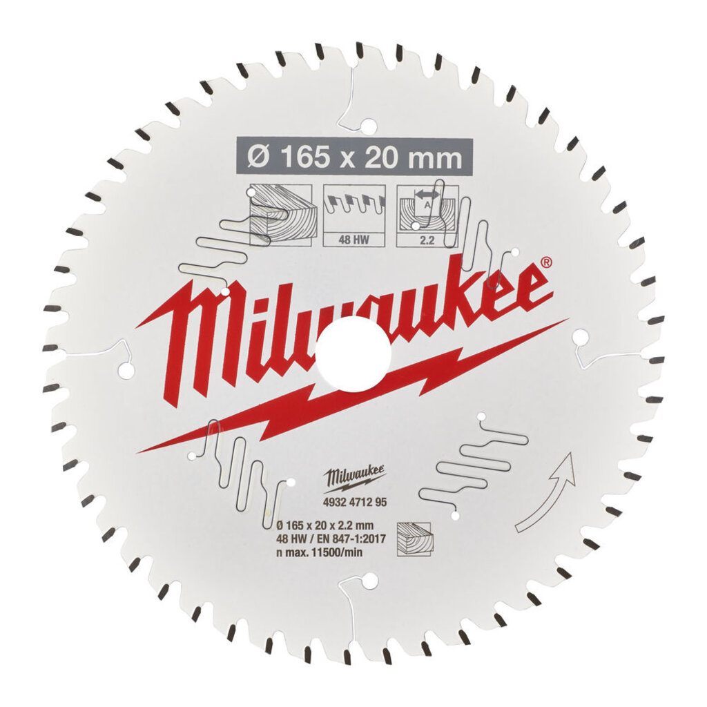 MILWAUKEE CIRKELZAAGBLAD ø165  asgat ø20
