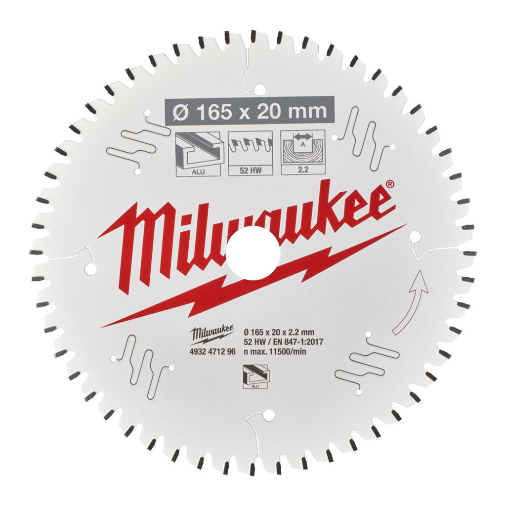 MILWAUKEE CIRKELZAAGBLAD ø165  asgat ø20