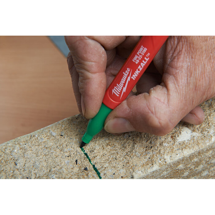 MILWAUKEE Marker INKZALL™ Fijne punt 1,0 mm zwart/rood/blauw/groen (blister 4 stuks)