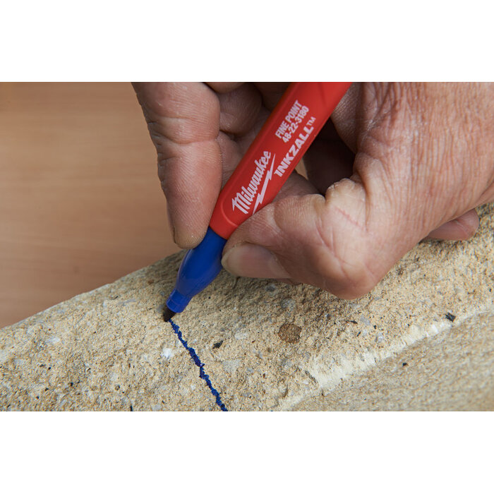 MILWAUKEE Marker INKZALL™ Fijne punt 1,0 mm zwart/rood/blauw/groen (blister 4 stuks)