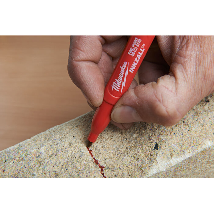 MILWAUKEE Marker INKZALL™ Fijne punt 1,0 mm zwart/rood/blauw/groen (blister 4 stuks)