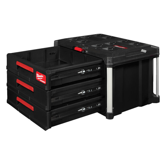 MILWAUKEE PACKOUT Gereedschapskoffer met drie lades