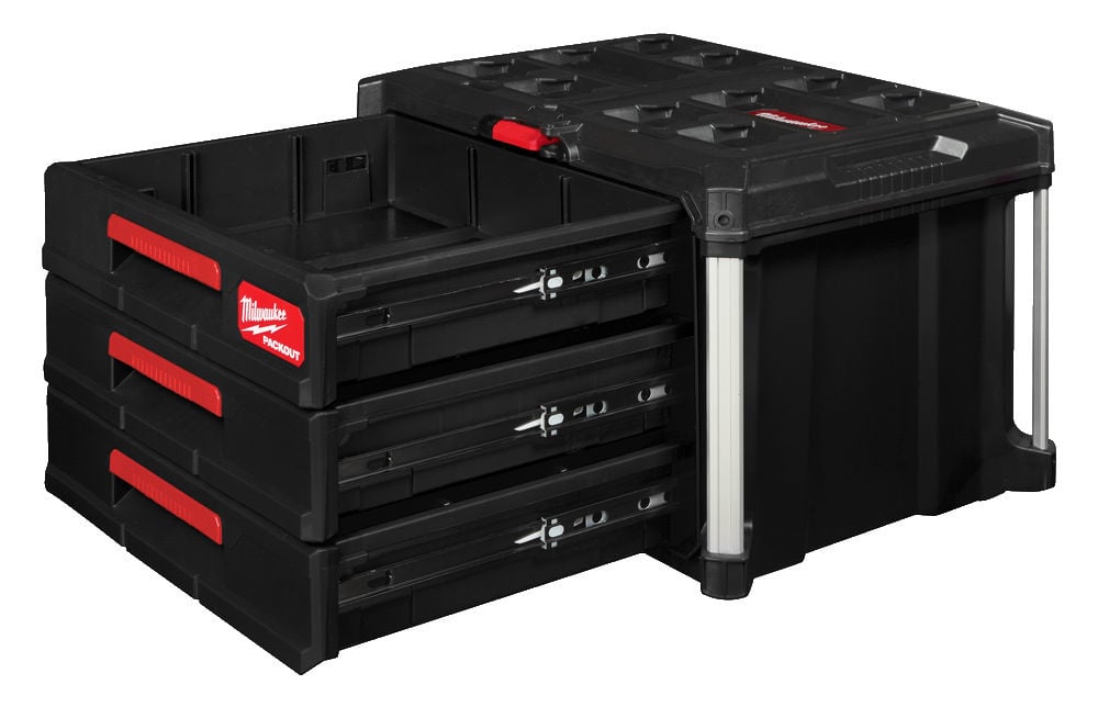 MILWAUKEE PACKOUT Gereedschapskoffer met drie lades