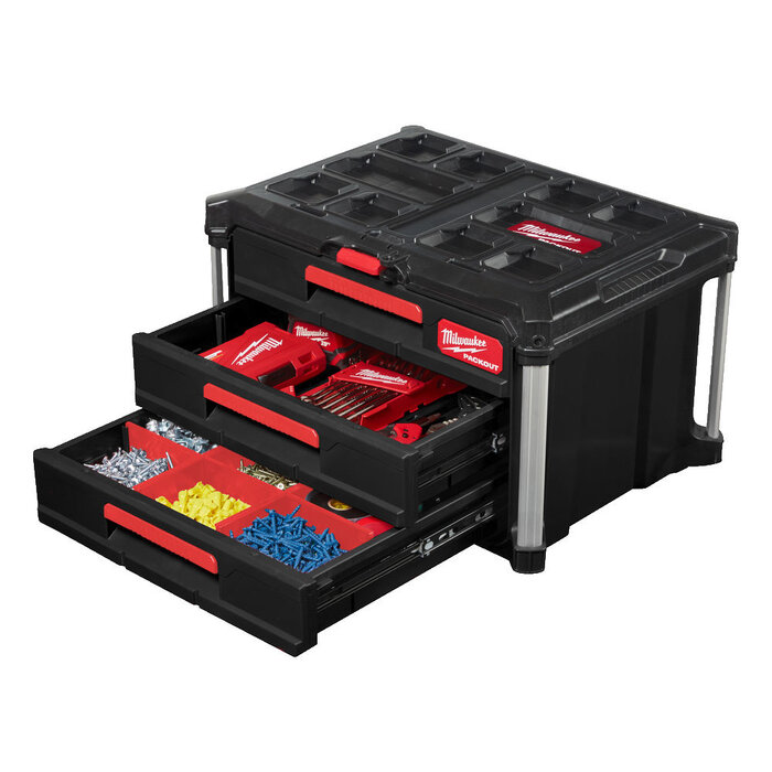 MILWAUKEE PACKOUT Gereedschapskoffer met drie lades