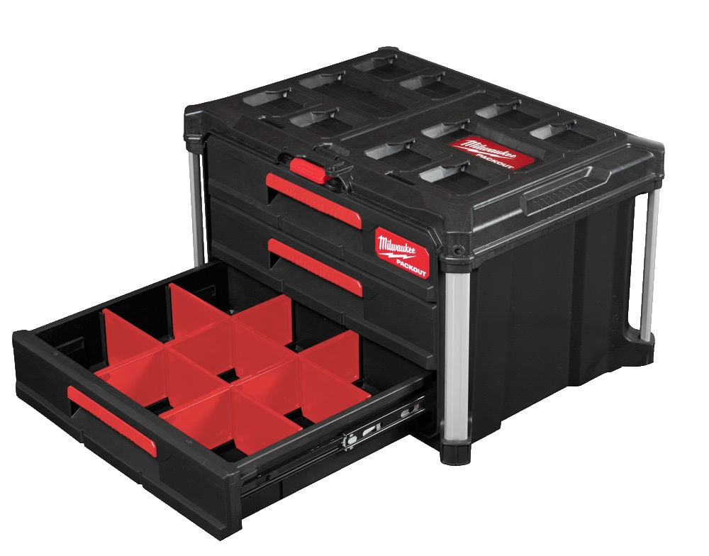 MILWAUKEE PACKOUT Gereedschapskoffer met drie lades