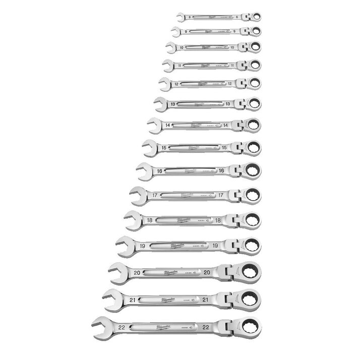 MILWAUKEE MAX BITE™ Metrische Flex Steek Ratelsleutel Set (15-delig)