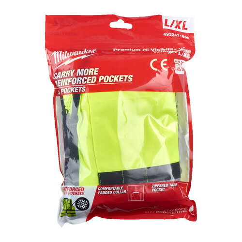 MILWAUKEE VEILIGHEIDSHESJE PREMIUM HI-VIS KLASSE 2 GEEL