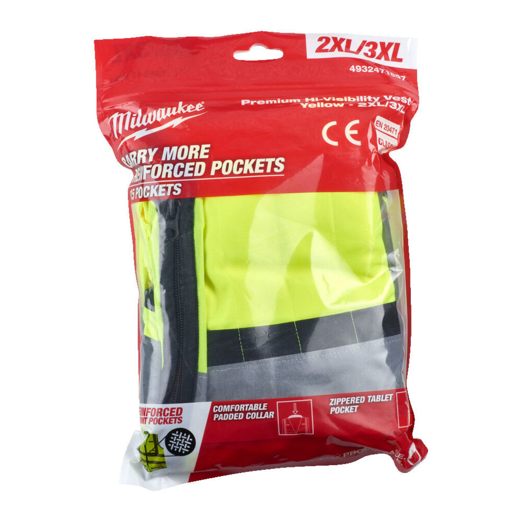 MILWAUKEE VEILIGHEIDSHESJE PREMIUM HI-VIS KLASSE 2 GEEL
