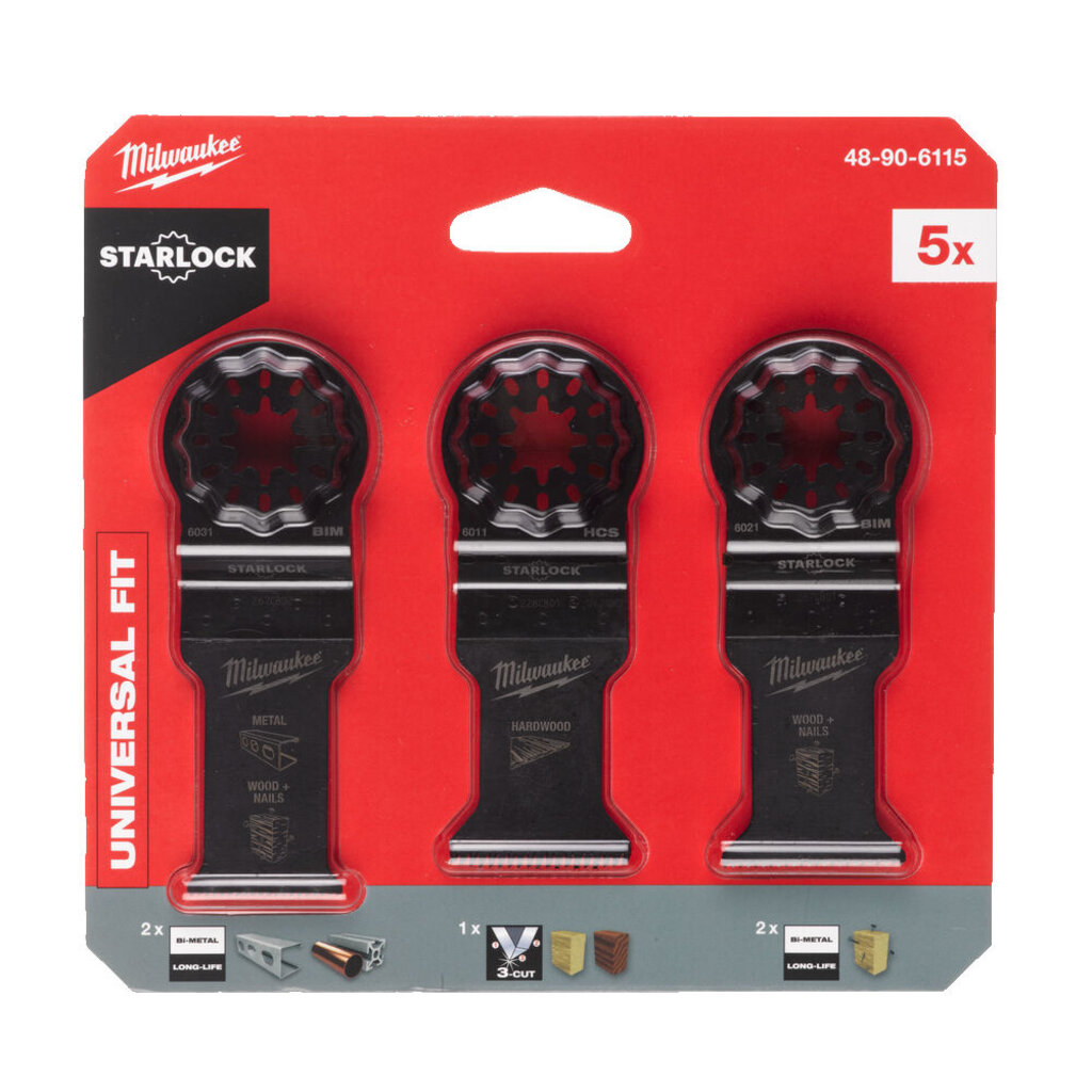 MILWAUKEE Multitool Starlock hout / metaal bladenset (5-delig)