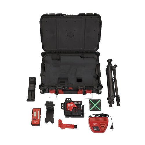 MILWAUKEE M12 3PLKIT-401P DRIEDIMENSIONALE LASER MET 3 GROENE 360° LASER CIRKELS KIT