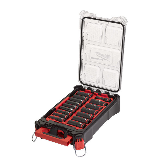 MILWAUKEE SHOCKWAVE 1/2" Lange Doppenset PACKOUT (16-delig)