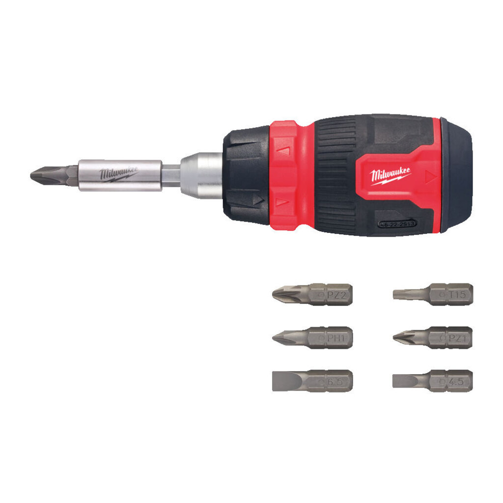 MILWAUKEE Schroevendraaier multi-Bit 8 in 1 ratelend compact