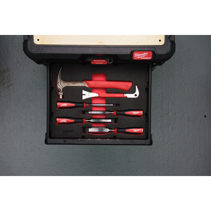 MILWAUKEE FOAM INLAY GESCHIKT VOOR ALLE PACKOUT™ GEREEDSCHAPSKOFFERS MET LADES VOOR DE TIMMERMAN (6-DELIG)