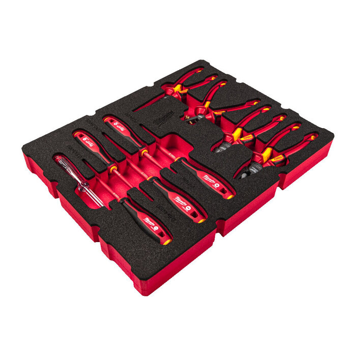 MILWAUKEE FOAM INLAY GESCHIKT VOOR ALLE PACKOUT™ GEREEDSCHAPSKOFFERS MET LADES VOOR DE ELEKTRICIEN (9-DELIG)