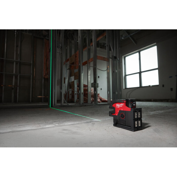 MILWAUKEE M12 CLL4P Groene kruislijnlaser/loodlaser 4 punten
