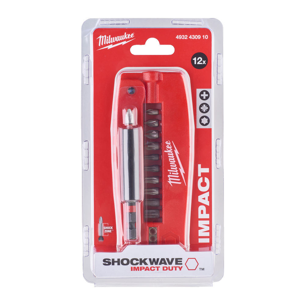 MILWAUKEE SHOCKWAVE Schroefbit set 12-delig zakformaat