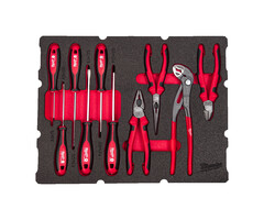 MILWAUKEE FOAM INLAY GESCHIKT VOOR ALLE PACKOUT™ GEREEDSCHAPSKOFFERS MET LADES MET SCHROEVENDRAAIERS EN TANGEN (10-DELIG)